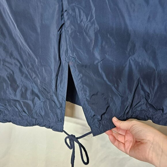 Carolina Belle Montreal Navy Blue Hooded Raincoat Womens M Drawstring Hem Long - Picture 8 of 10